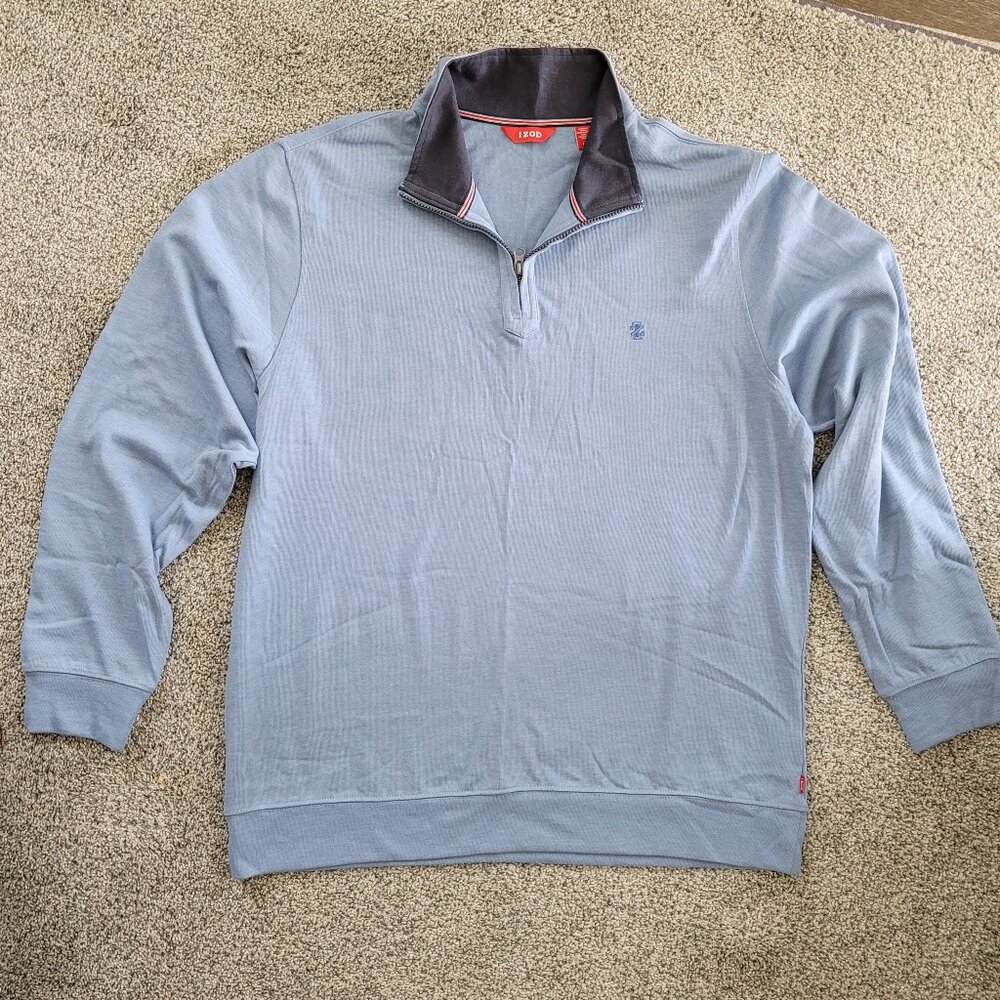 * Izod Blue Quarter Zip Pullover Size Large
